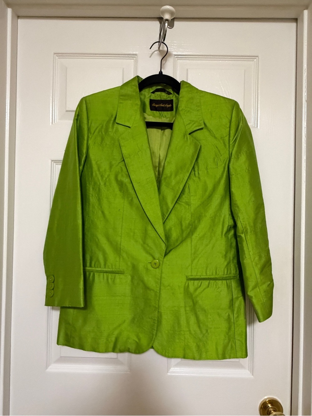 Giorgio Sant’Angelo Lime Green 100% Silk Blazer Jacket Size 6